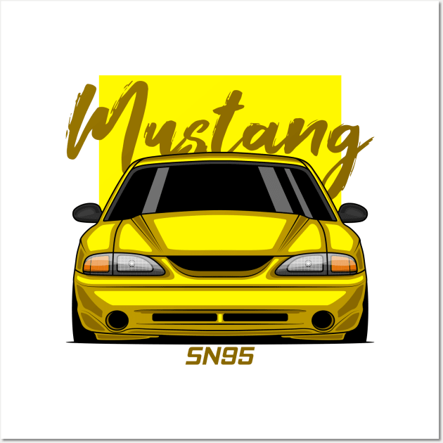 Front Yellow MK4 Stang Muscle Wall Art by GoldenTuners